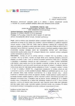 Informace Ministerstva zdravotnictví ČR o nebezpečných výrobcích