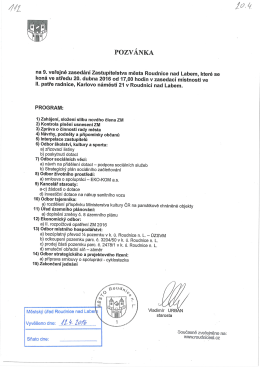 Pozvánka na 9. veřejné zasedání
