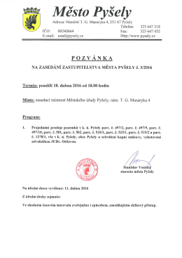 Pozvánka na zasedání zastupitelstva 18.4.2016