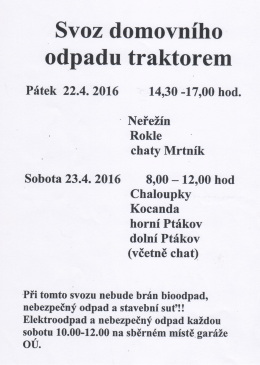 Svoz odpadu traktorem