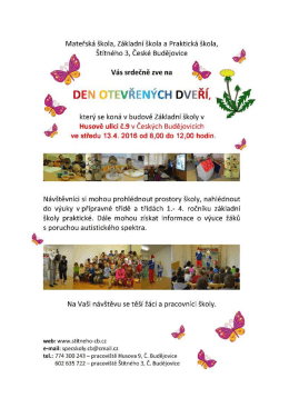 Den otevřen&yacute;ch dveř&iacute; - M&Scaron;, Z&Scaron; a Praktick&aacute; &scaron;kola Česk&eacute; Budějovice