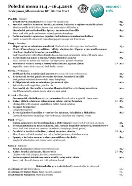 Polední menu 11.4.–16.4.2016