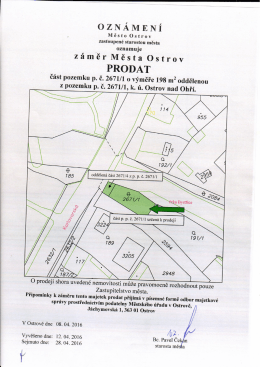 129/16 - Ozn&aacute;men&iacute; - Z&aacute;měr města Ostrov prodat č&aacute;st p.č. 2671/1 v k