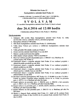 12. zased&aacute;n&iacute; Zastupitelstva městsk&eacute; č&aacute;sti Praha 12