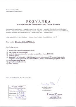 Pozv&aacute;nka na veřejn&eacute; zased&aacute;n&iacute; Zastupitelstva