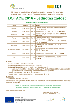 Pozvánka na seminář „DOTACE 2016