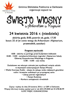 Więcej informacji - Gminna Biblioteka w Dalikowie
