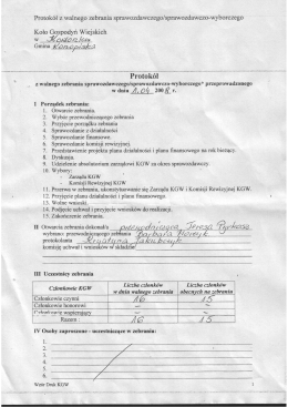 Sprawozdanie, szczeg&oacute;łowy plan działań KGW za rok 2007. Plan