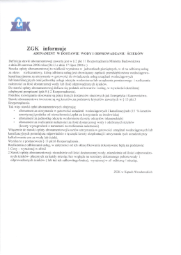 Abonament -ZGK informacja - Zgk