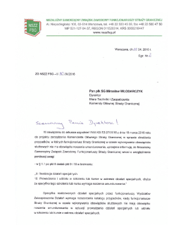 Pismo dot. projektu zarządzenia KGSG
