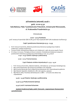 program spotkania - Uniwersytet Warszawski