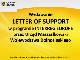 8. Wydawanie Letter of Support (Interreg Europe)