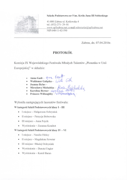 Wyniki finału - Szkoła Podstawowa nr 5 Zabrze
