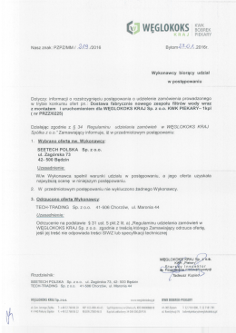 wybór oferty - WĘGLOKOKS KRAJ Sp. z oo
