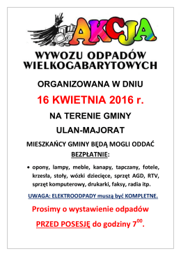 16 KWIETNIA 2016 r. - Gmina Ulan