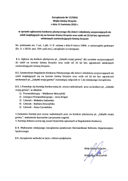 Zarządzenie w sprawie ogłoszenie konkursu