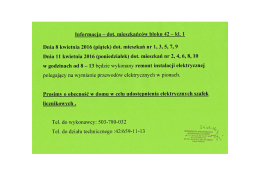 Page 1 Informacja – dot. mieszkańców bloku 42 – kl. 1 Dnia 8
