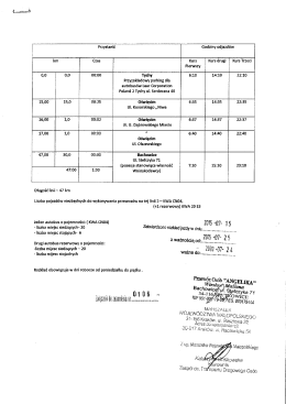 Przystanki Godziny odjazdów km Czas Kurs Kurs drugi Kurs Trzeci