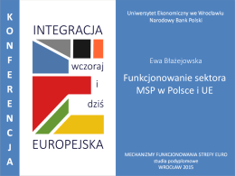 Funkcjonowanie sektora MSP w Polsce i UE