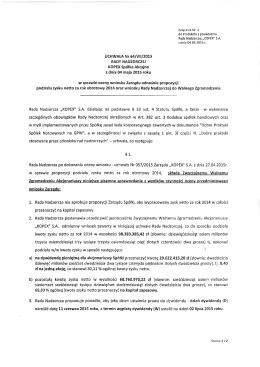 Uchwała Nr 64/VII/2015 Rady Nadzorczej KOPEX SA z dnia 04.05