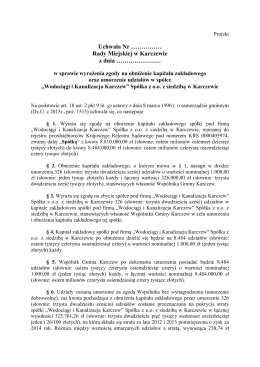 Uchwała Nr …………… Rady Miejskiej w Karczewie z dnia