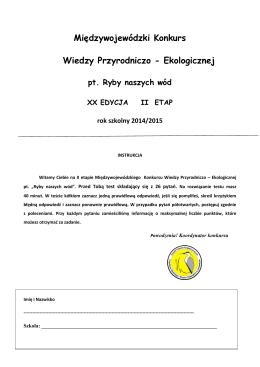 Pytania konkursowe II etapu konkursu pt. "Ryby naszych wód"