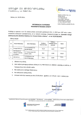 Informacja o wyborze oferty