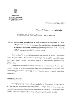 Warszawa, dnia 24 lipca 2015 r.