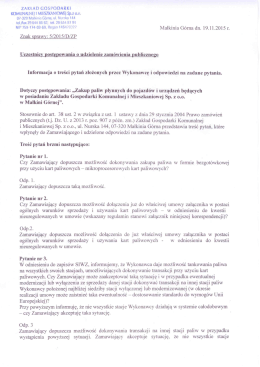 Wyjaśnienia treści SIWZ - Zakład Gospodarki Komunalnej i