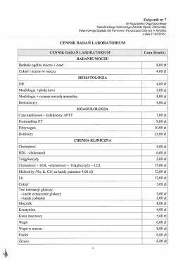 pobierz aktualny cennik - SPZOZ Państwowy Szpital dla Nerwowo i