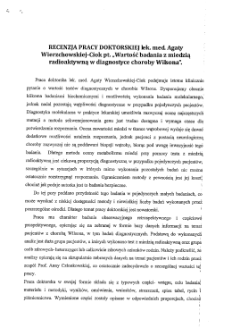 RECENZIA PRACY DOKTORSKIE] lek. med. Agaty Wierzchowskiej