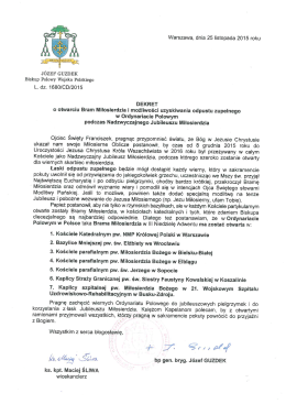 Warszawa, dnia 25 listopada 2015 roku
