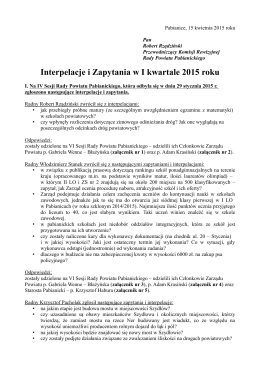 Interpelacje za I kwartał - Powiat Pabianicki