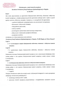 Oświadczenie o stanie kontroli zarządczej Dyrektora Powiatowej