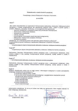 Oświadczenie o stanie kontroli zarządczej PLW za 2014 r.