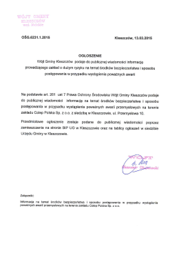 Ogłoszenie W&oacute;jta Gminy o podaniu do publicznej wiadomości