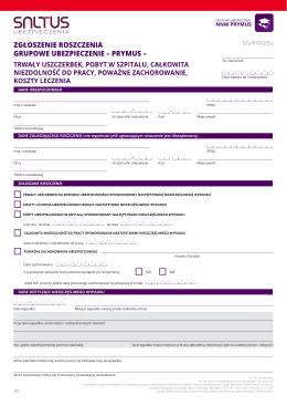 ZGŁOSZENIE ROSZCZENIA GRUPOWE UBEZPIECZENIE