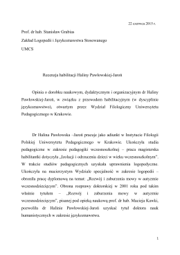 Recenzja - prof. dr hab. Stanisław Grabias
