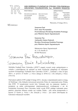 HELSIŃSKA FUNDACJA PRAW CZŁOWIEKA HELSINKI
