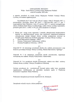 ZARZĄDZENIE NR 82/2015 W&oacute;jta - Szefa Obrony Cywilnej Gminy