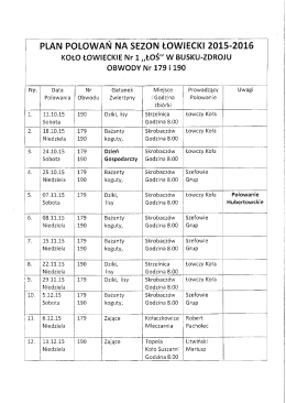 3. Plan polowań w sezonie 2015-2016