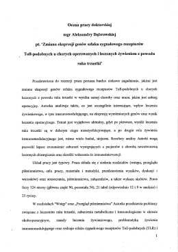 Ocena pracy doktorskiej mgr Aleksandry Dąbrowskiej pt. `Zmiana