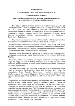 w sprawie planowanej lokalizacji polderów przeciwpowodziowych