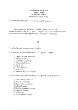 Zarządzenie Nr 28/2015 Wójta Gminy w Potoku Górnym z dnia 20