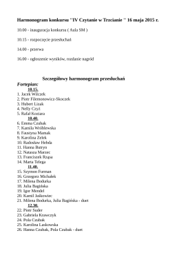 Harmonogram konkursu ``IV Czytanie w Trzcianie