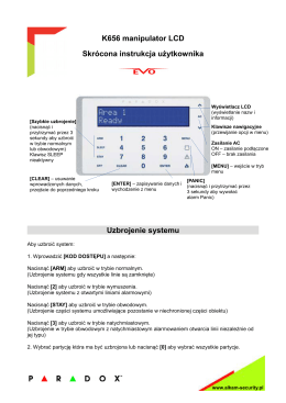 K656 manipulator LCD Skrócona instrukcja użytkownika Uzbrojenie
