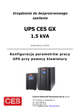 Konfiguracja parametrów w zasilaczu UPS CES GX 1,5kVA
