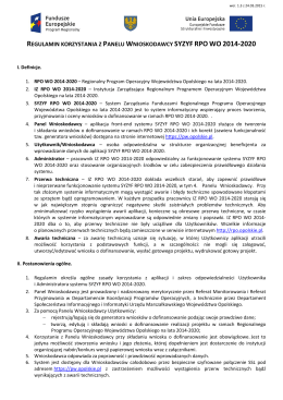 Regulamin - Panel wnioskodawcy SYZYF RPO WO 2014-2020
