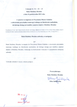Uchwała Nr Vl / 19 / 15 Rady Dzielnicy Brzeźno z dnia lt
