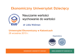 "Nauczanie wartości", dr Lidia Wollman, 28.09.2015 r., UE Katowice